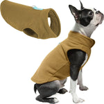 Gooby pullover dog sweater jacket clay color displayed on a flat surface