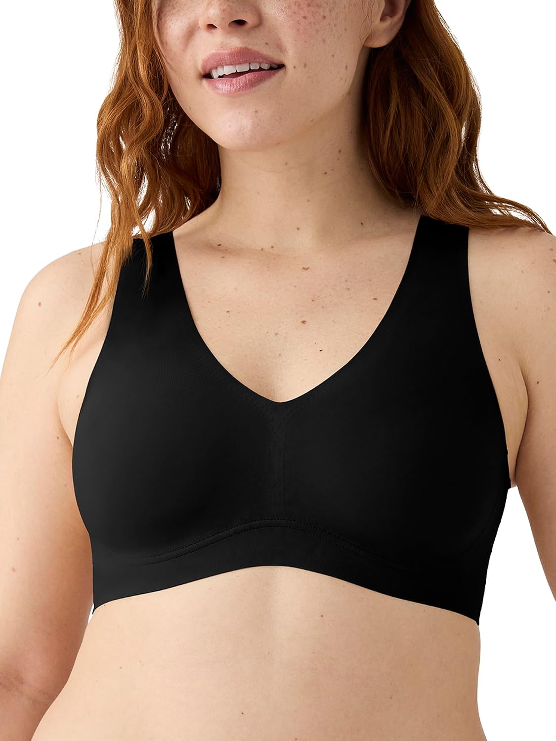 True & Co women's true body lift v neck bra front view showing wireless neckline.