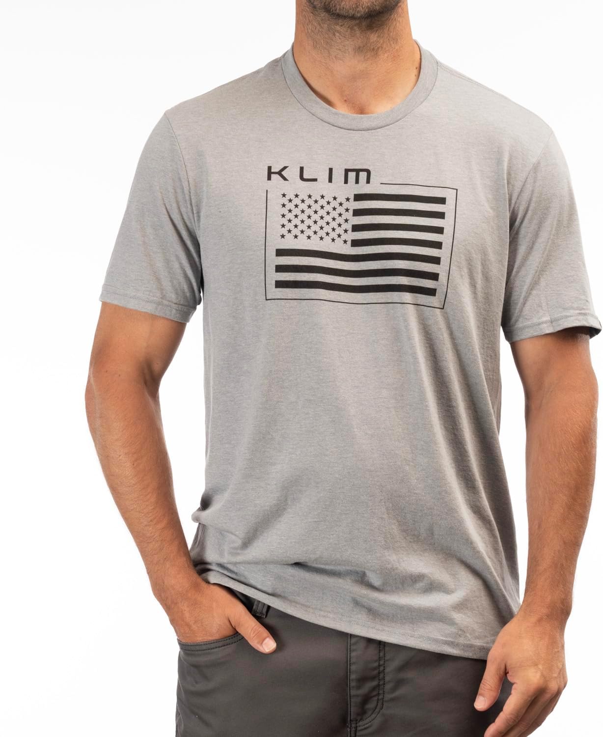 KLIM Men's Snowcrest Tri-Blend Short Sleeve Graphic T-Shirt front view showing the premium black and hi-vis design.