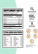 BulkSupplements hydrolyzed bovine collagen nutritional label
