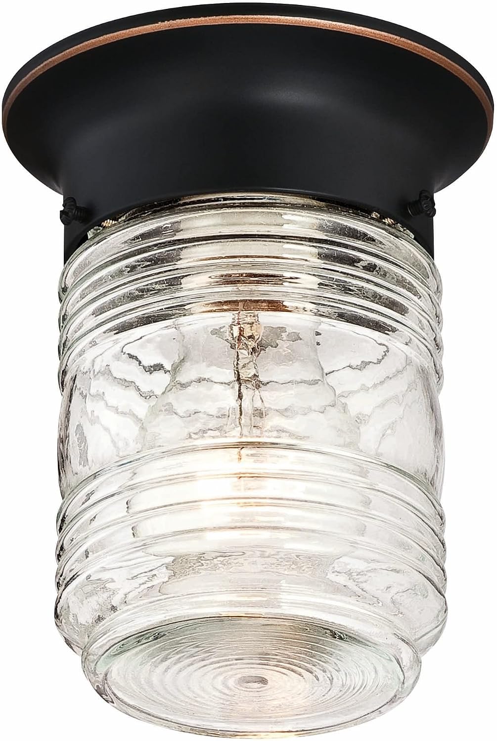 Design House Jelly Jar Ceiling Light, Indoor/Outdoor, Flush Mount, Dimmable, Uses (1) 60W Bulb, Matte Black, 4.8 in. Diameter x 5.9 in. H, 587220 | Dimmable, Ceiling Mount, Rustic, Steel, Lighting, 587220 - Image 10