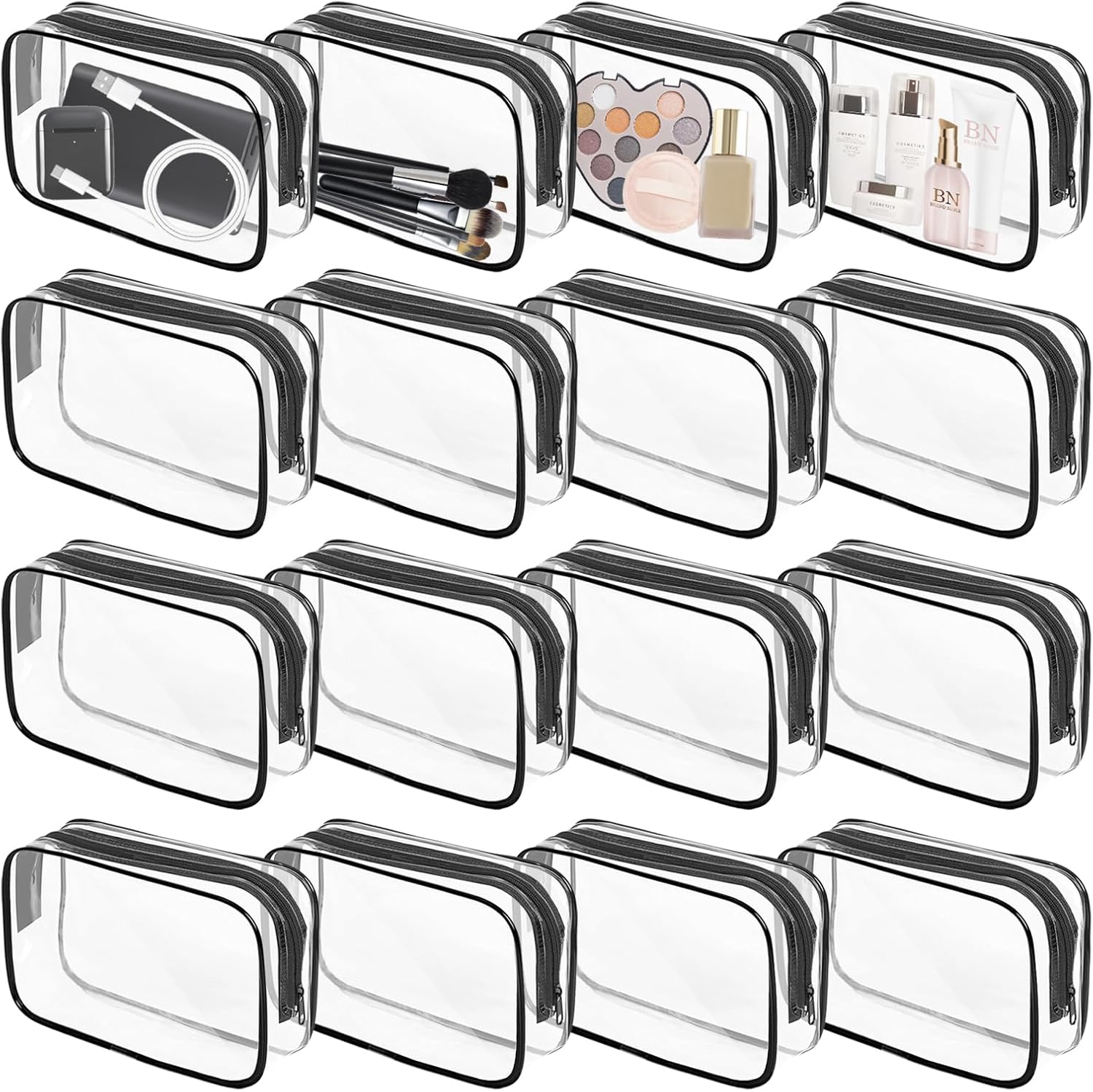 YedsIntu 16 pieces clear makeup bags set front view