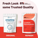 Micro Ingredients micronized creatine powder supplement facts label nutrition panel.