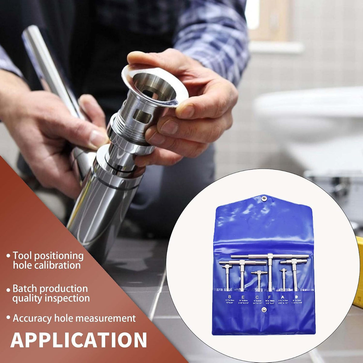Packaging presentation of the 6-piece precision telescoping gauge set