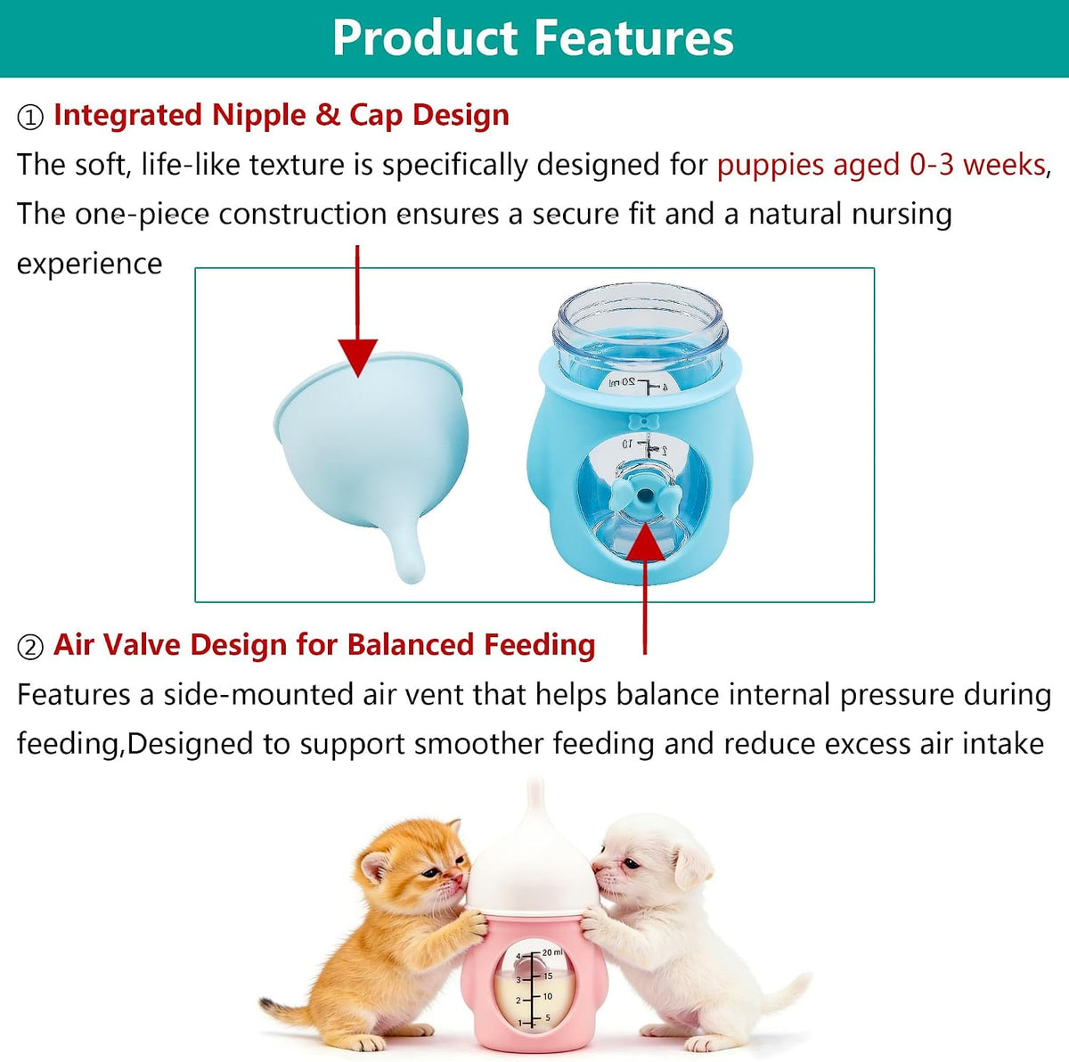 Puppy Bottles for NursingKitten Bottles for NursingPet Feeding Bottle(Yellow- 20ml) - Image 3