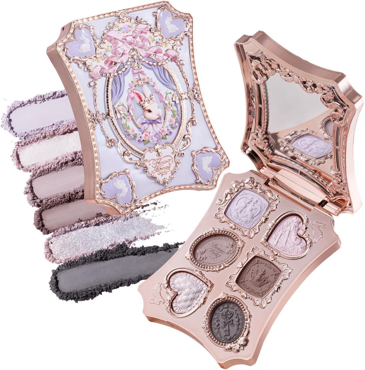 Flower Knows Bunny Garden 6-Color Makeup Palette,Lavender Purple Face Makeup with 4 Matte + 2 Shimmer + 1 Satin Shades,Blendable & Smooth,Cute Make Up Gift,0.23 oz(02 Moon Serenade) - Image 1