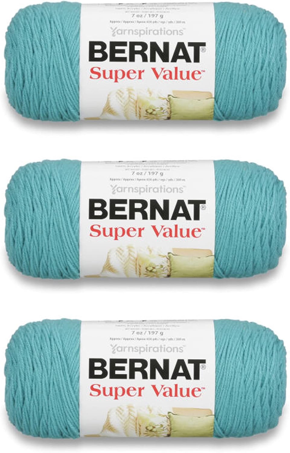 Bernat Super Value Sky Yarn - 3 Pack of 198g/7oz - Acrylic - 4 Medium (Worsted) - 426 Yards - Knitting/Crochet - Image 10