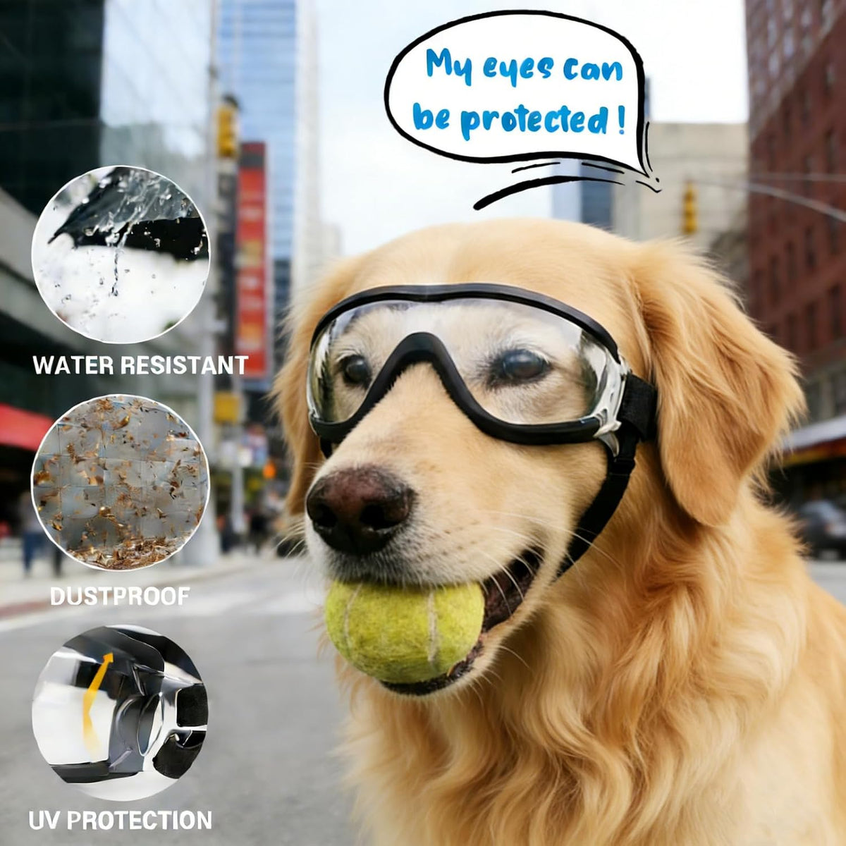 Adjustable elastic straps detail on NAMSAN dog eyewear
