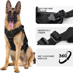 WINGOIN Black Tactical Dog Harness side angle display