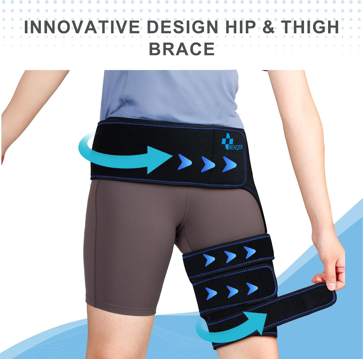 REAQER Hip Flexor Compression Support side view for active mobility