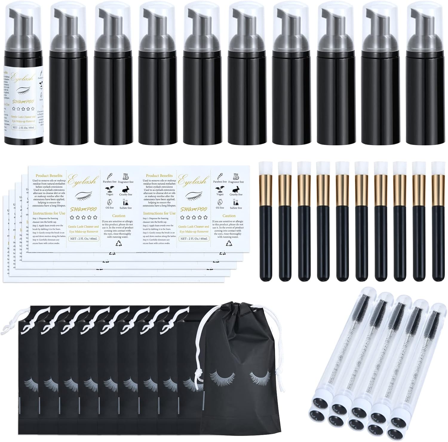 Tannova 50 piece lash shampoo and aftercare kit front view