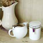 Zero Japan round teapot side profile in crackle blue
