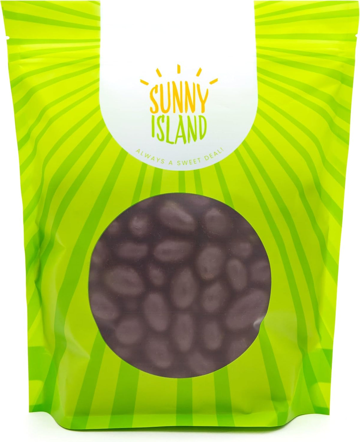 Sunny Island dark chocolate almond dragees display for office snack stations