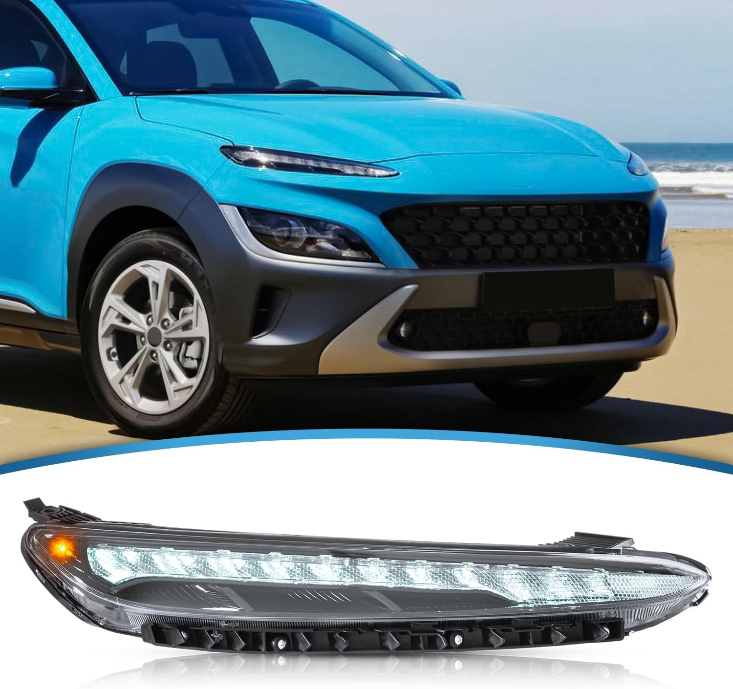 Upgrade Auto Parts Hyundai Kona LED Daytime Running Lamp front view