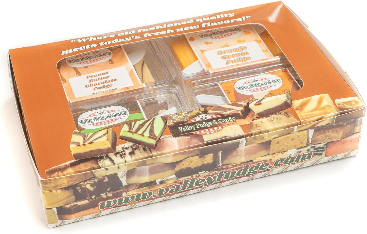 Valley Fudge and Candy Company sampler box filled with individually wrapped artisan pieces