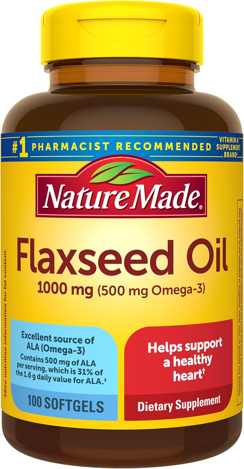 Nature Made Flaxseed Oil 1000 mg Softgels, 180 Softgels | Fish Free Omega 3 Supplement, Dietary Supplement for Heart Health Support, 180 Day Supply - Image 9