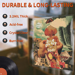 Close up of crystal clear polypropylene vinyl record cover