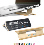 Steepy portable laptop stand front view in gladiator gold