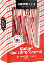 Doscher's old fashioned Christmas candy canes individually wrapped for holiday decoration.