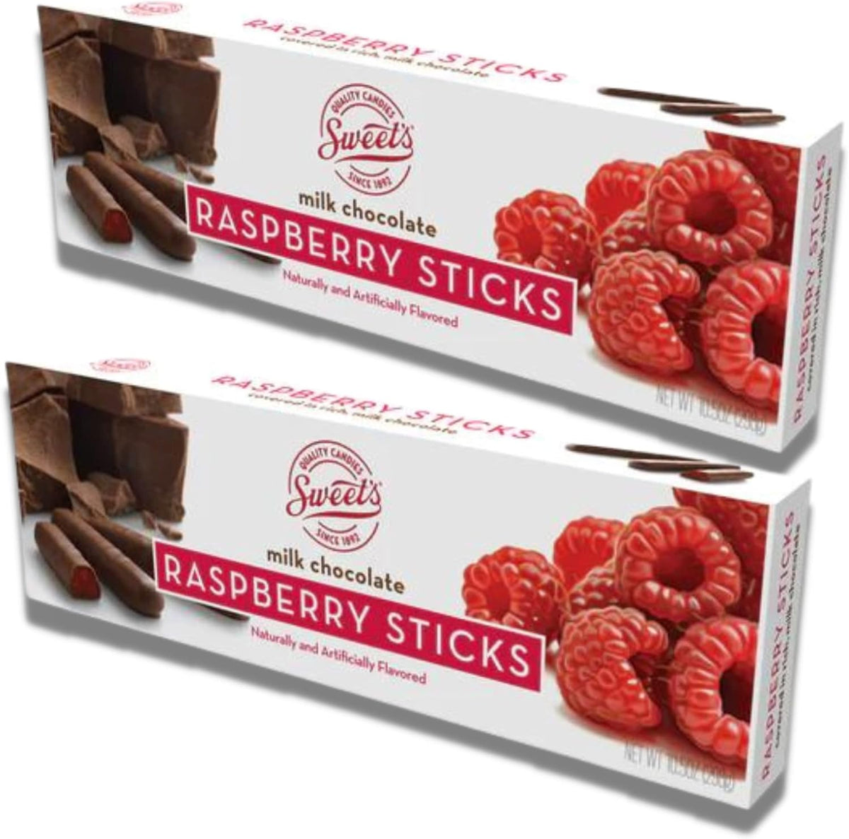 Two boxes of raspberry chocolate jelly sticks with Bellatavo magnet