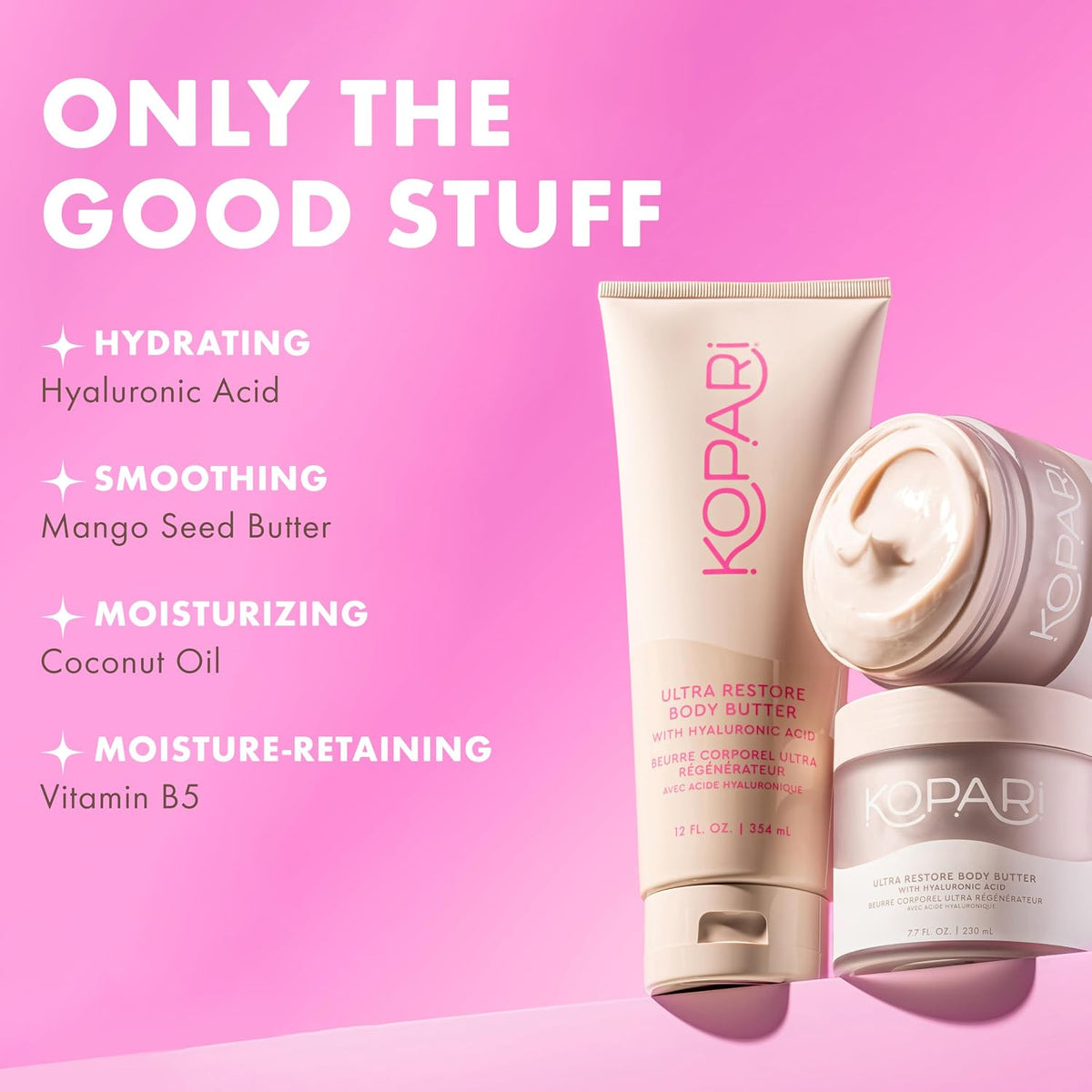 Kopari coconut body butter side profile and label details