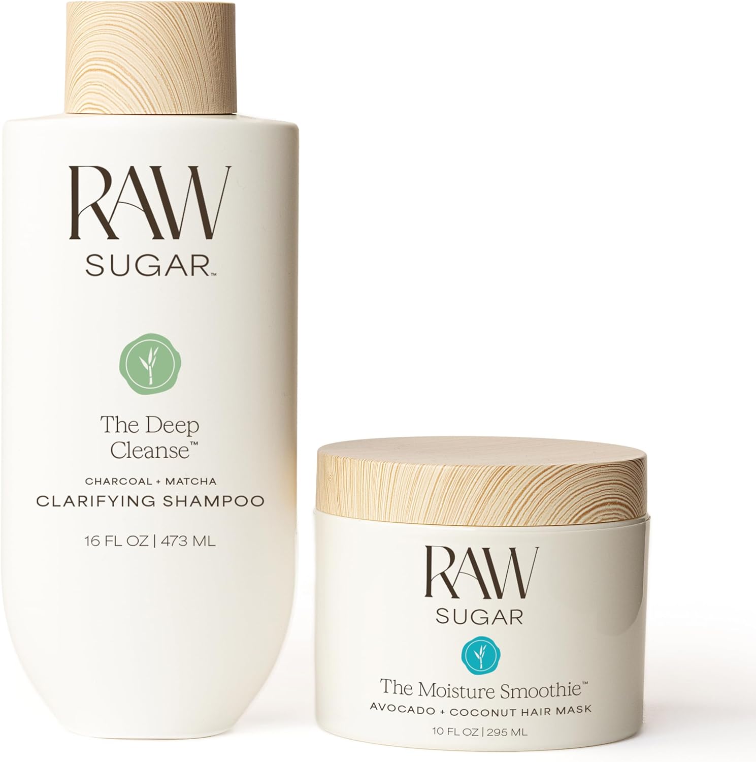 Raw Sugar The Deep Cleanse Shampoo & The Moisture Smoothie Mask Duo, Without SLS/SLES & Parabens, Color-Friendly, Vegan - Image 1