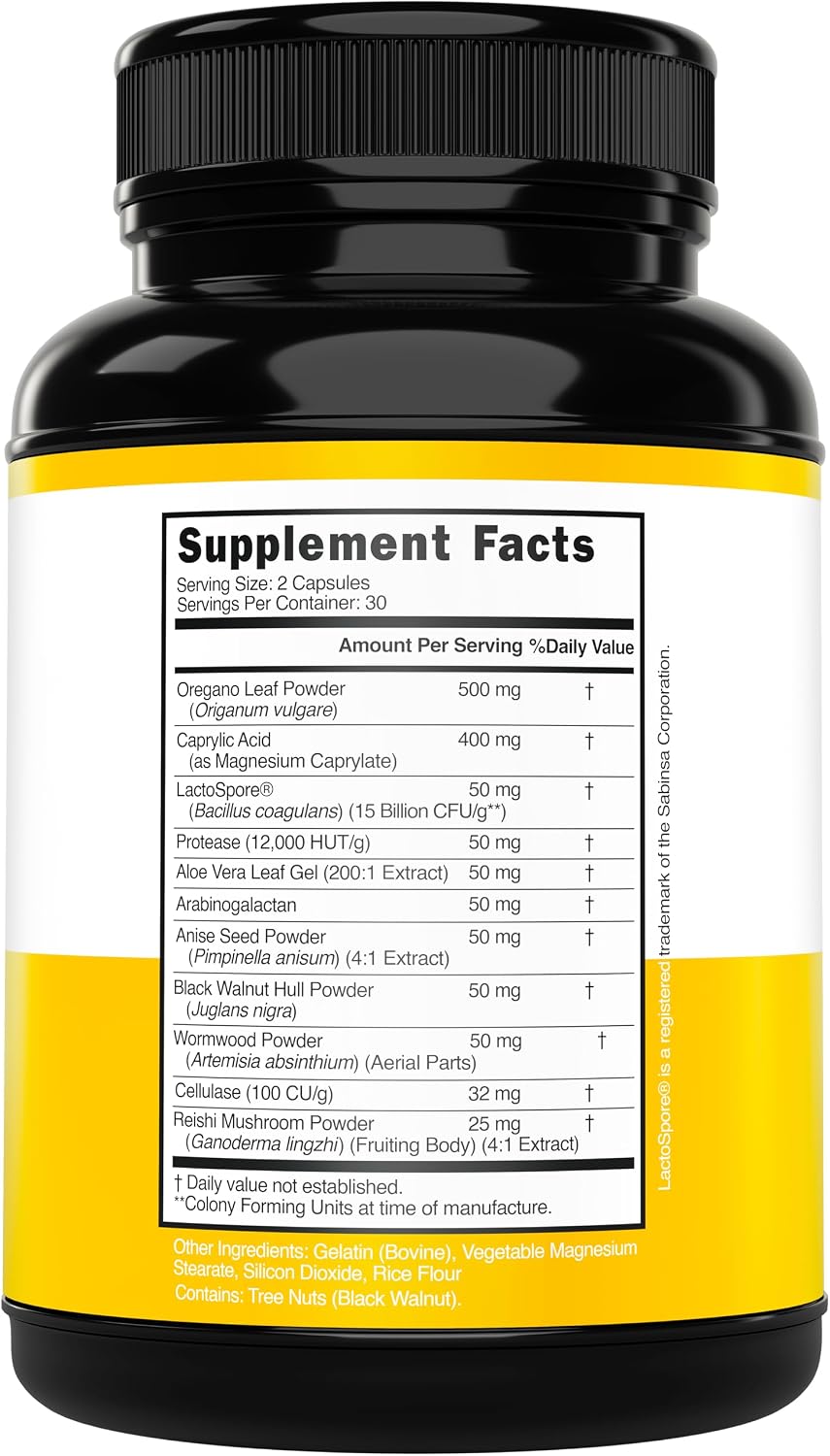 Dorado Nutrition Candida Cleanse supplement label details