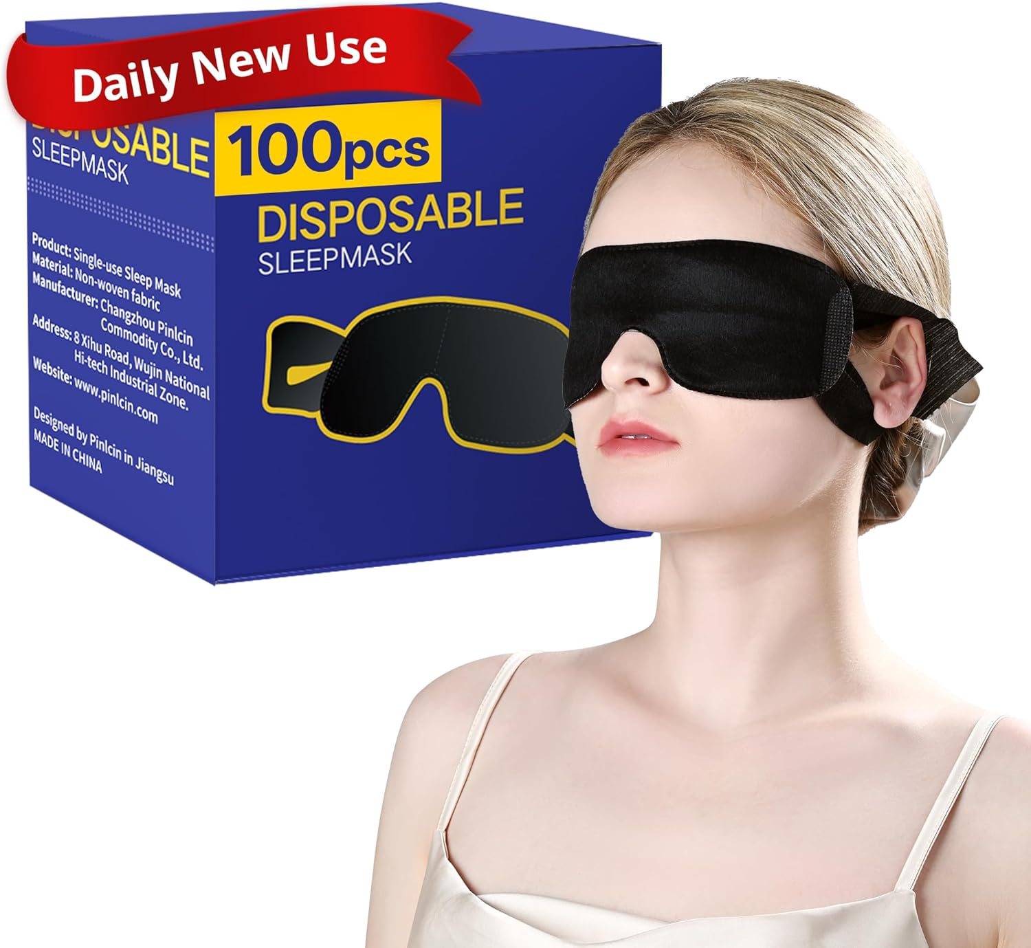 CROUVM 100 Pack Disposable Sleep Masks Bulk, Blackout Blindfolds for Men Women, Soft Eye Shade Cover for Sleeping Travel Yoga, Light Blocking Night Eye Mask for Party Games Team Building - Image 1