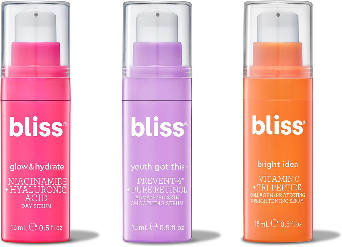 Bliss Skincare Mini Serum Set - Vitamin C, Retinol & Hyaluronic Acid Face Serums - Brightening, Anti-Aging & Hydrating Kit - Travel Size Gift Set (3 Pack) - Image 6