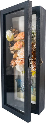 GraduationMall 11x14 Shadow Box Frame Solid Wood Glass Door Display Case with Linen Back and 6 Stick Pins,1.5 inches Interior Depth,Ideal for Memorabilia Pictures Flowers Medals Tickets - Image 12
