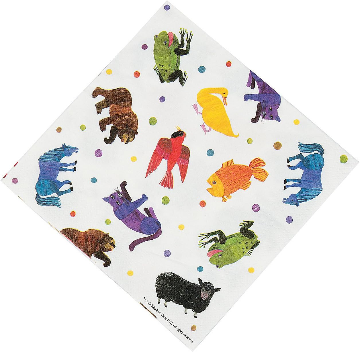 Fun Express Eric Carle Brown Bear paper luncheon napkins front view for children birthday party supplies.