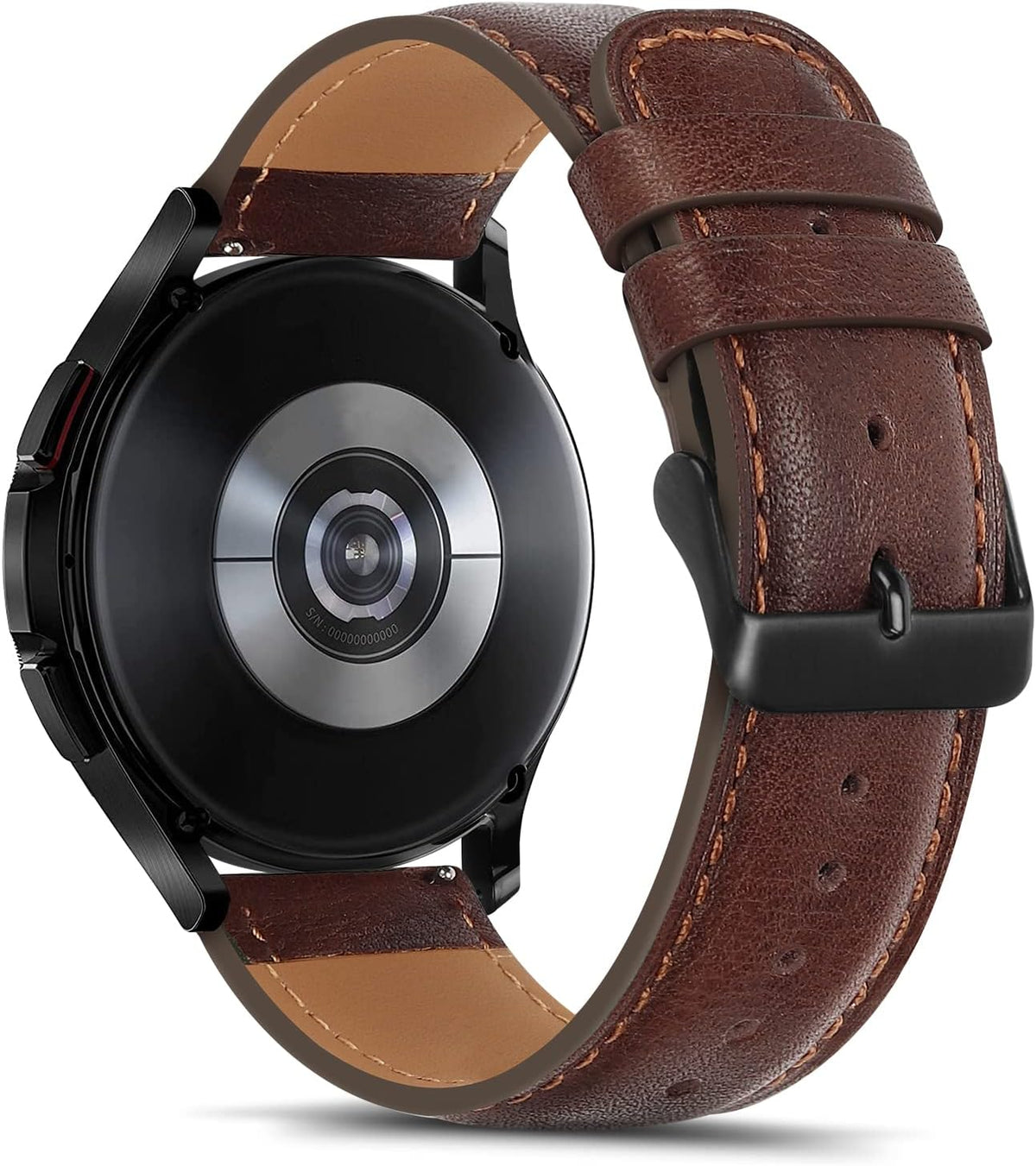 Tasikar dark brown leather strap close up