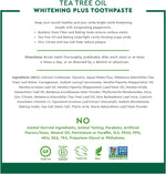 Back view of Desert Essence tea tree oil toothpaste with directions and ingredients