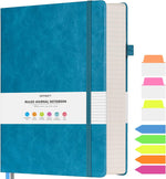 Offigift college ruled notebook front view showing blue vegan leather cover