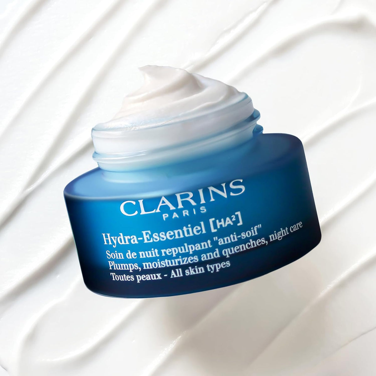 Clarins Hydra-Essentiel Night Cream side angle product shot