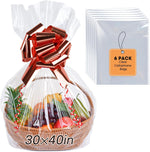 Yuiicaov extra large cellophane bags front view showing clear gift basket wrap packaging