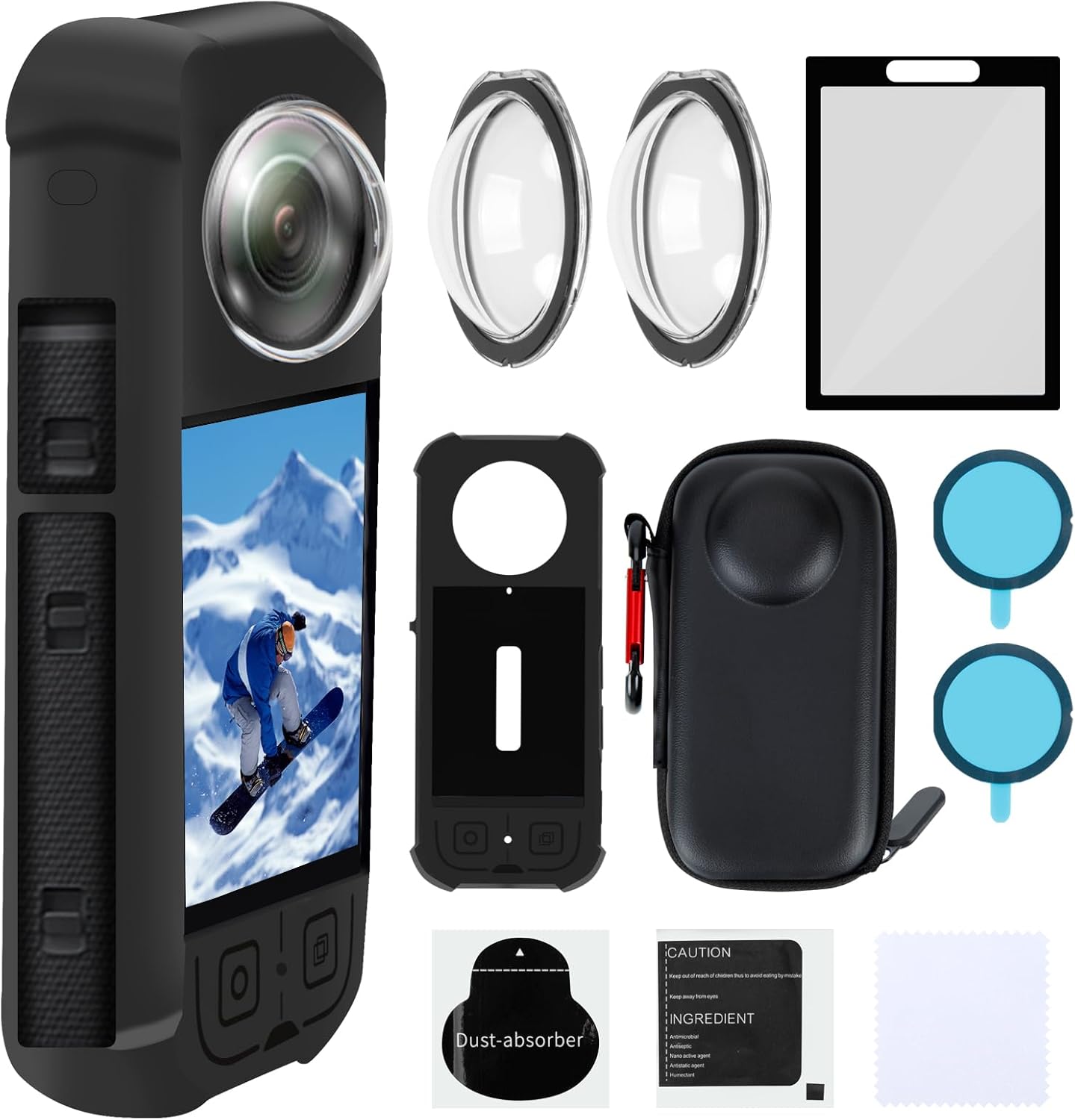 Vasgather Insta360 X3 protective kit front view with camera