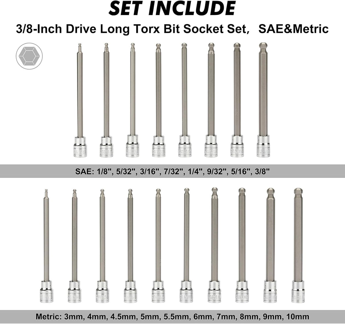 Casoman 18 piece allen socket set in storage case