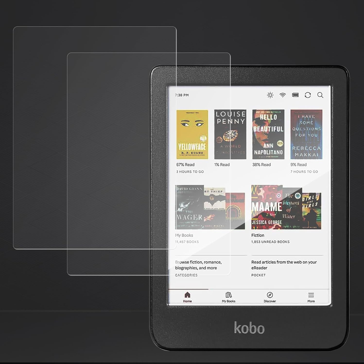 Laoshusheng anti-glare matte screen protector for Kobo Clara front view