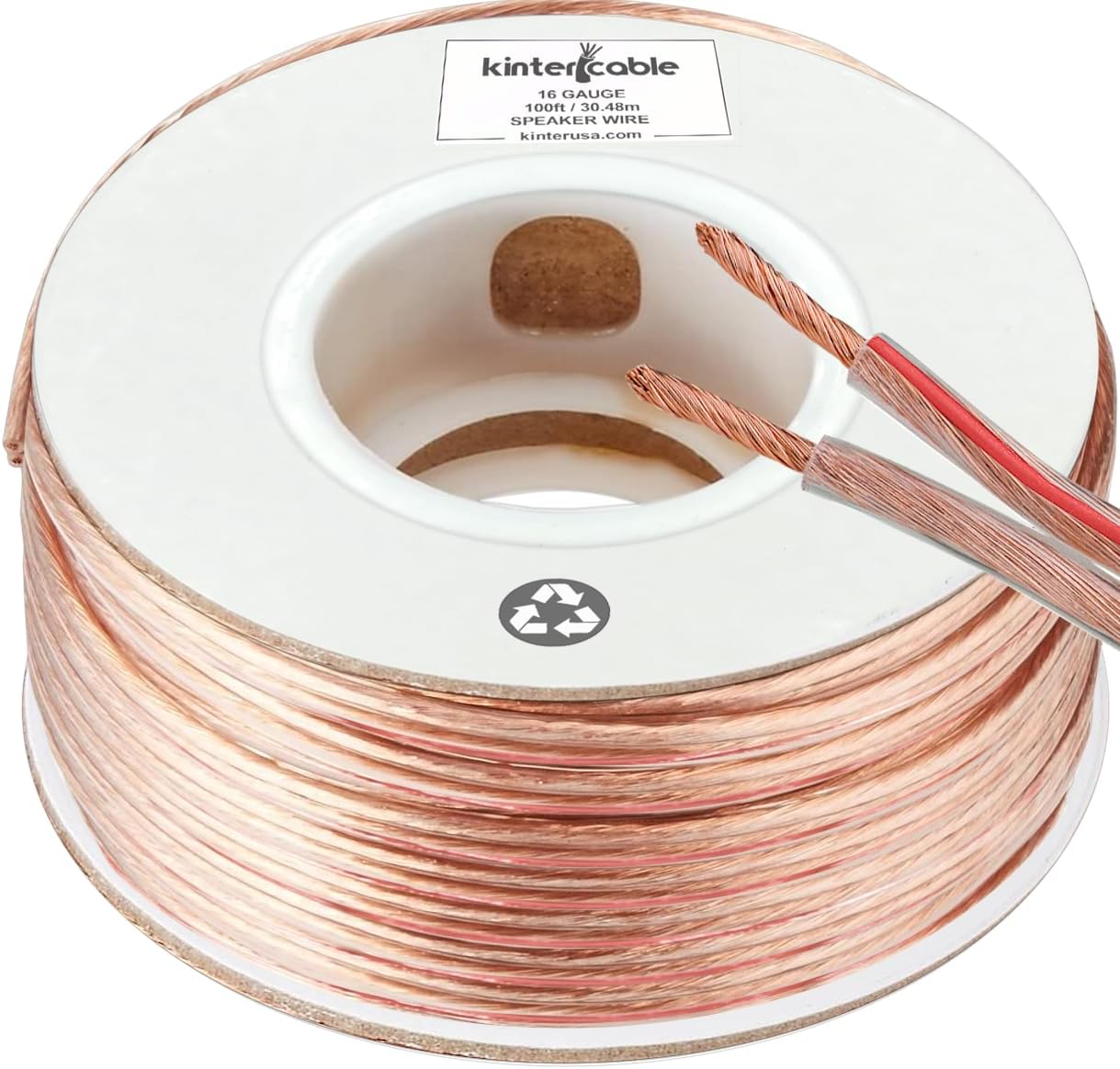 Kinter 16 gauge 100ft speaker wire spool front view