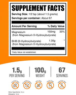 BulkSupplements beta-hydroxybutyrate powder packaging showing nutritional information