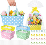 Funnymoom Moinchore empty polka dot gift basket front view showing festive cardboard market tray setup