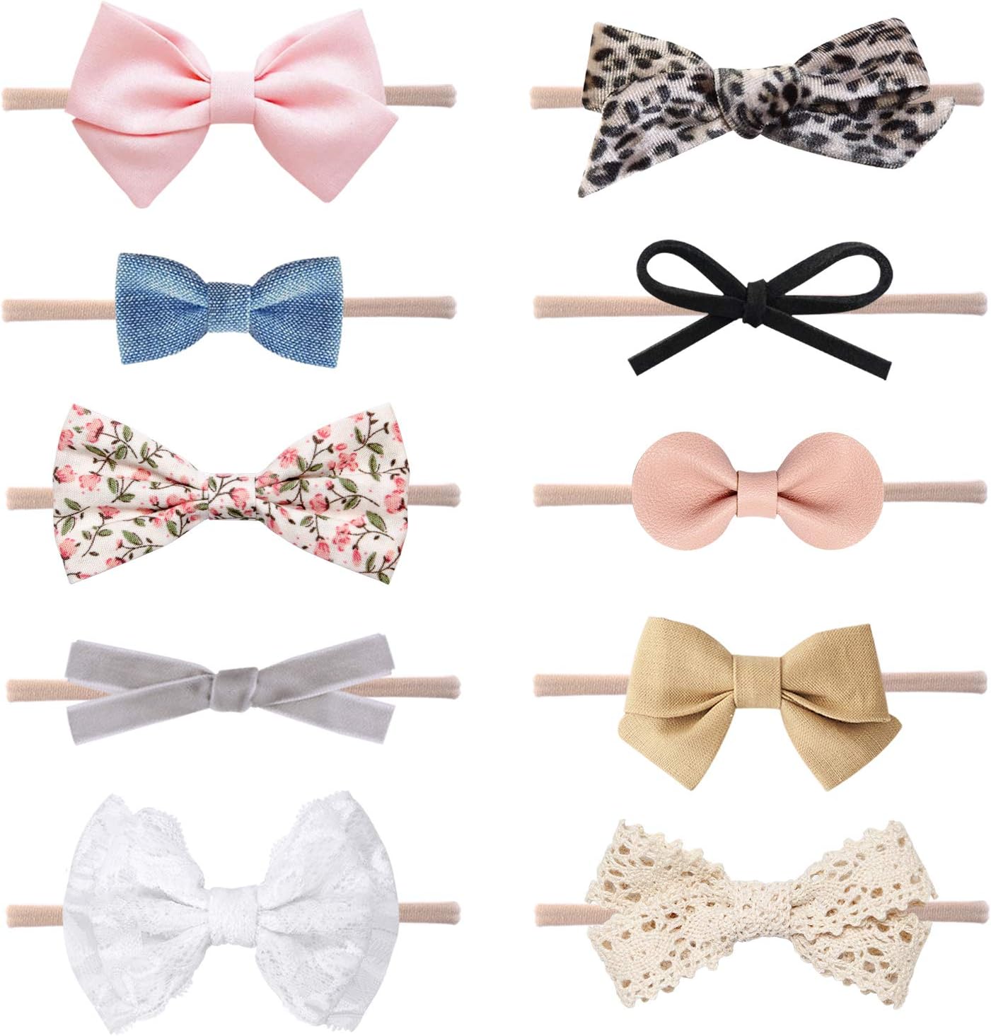 LittleJoJo baby girl nylon headbands set front view