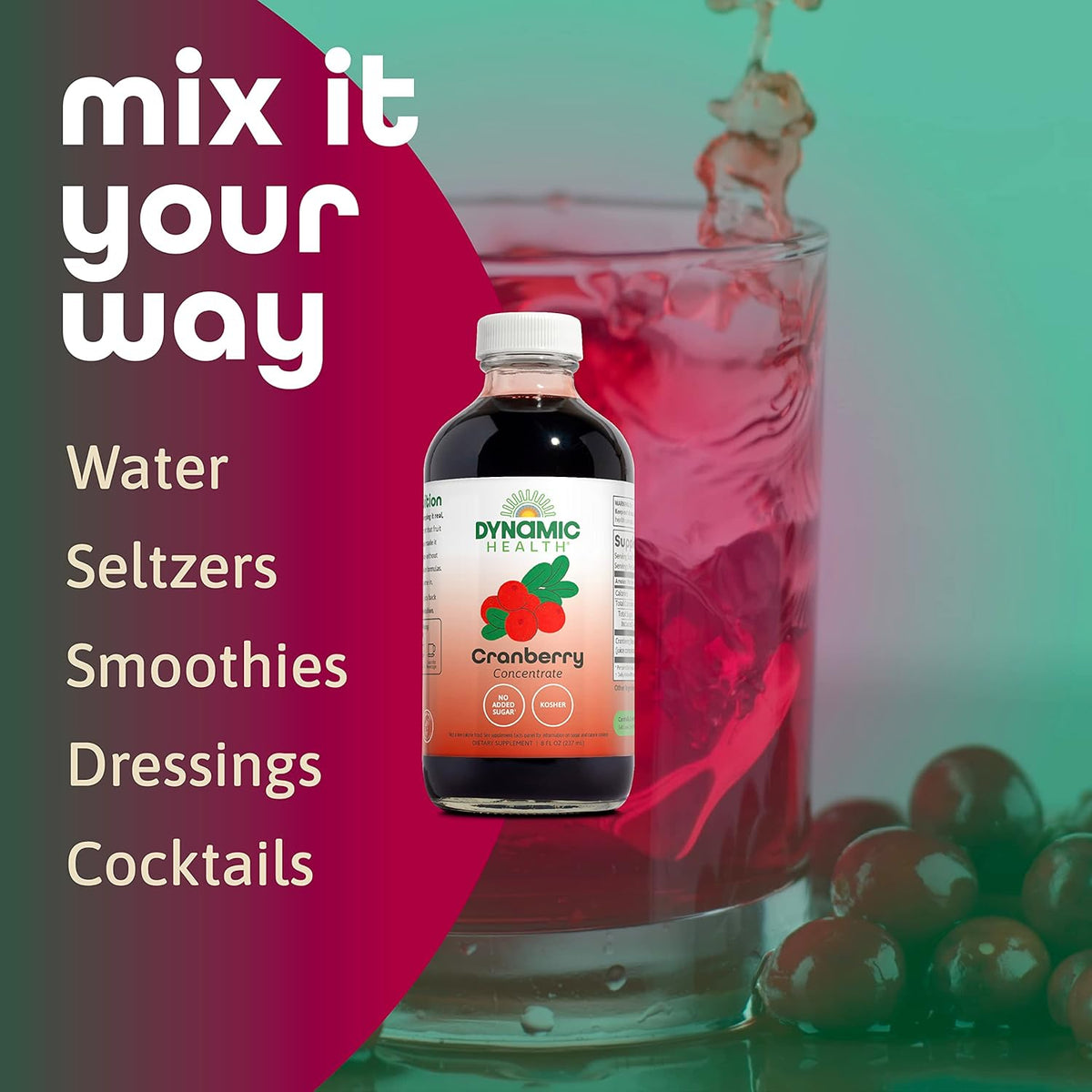 Dynamic Health cranberry juice concentrate purity and organic certification details