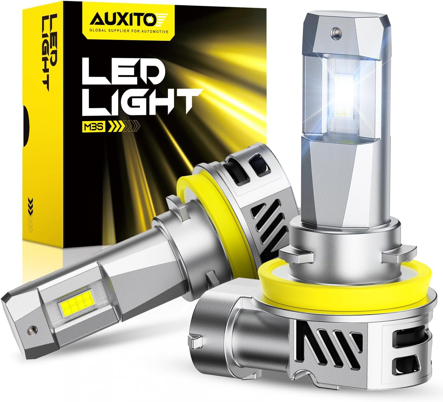 AUXITO H11 LED Bulbs front view premium automotive lighting replacement kit