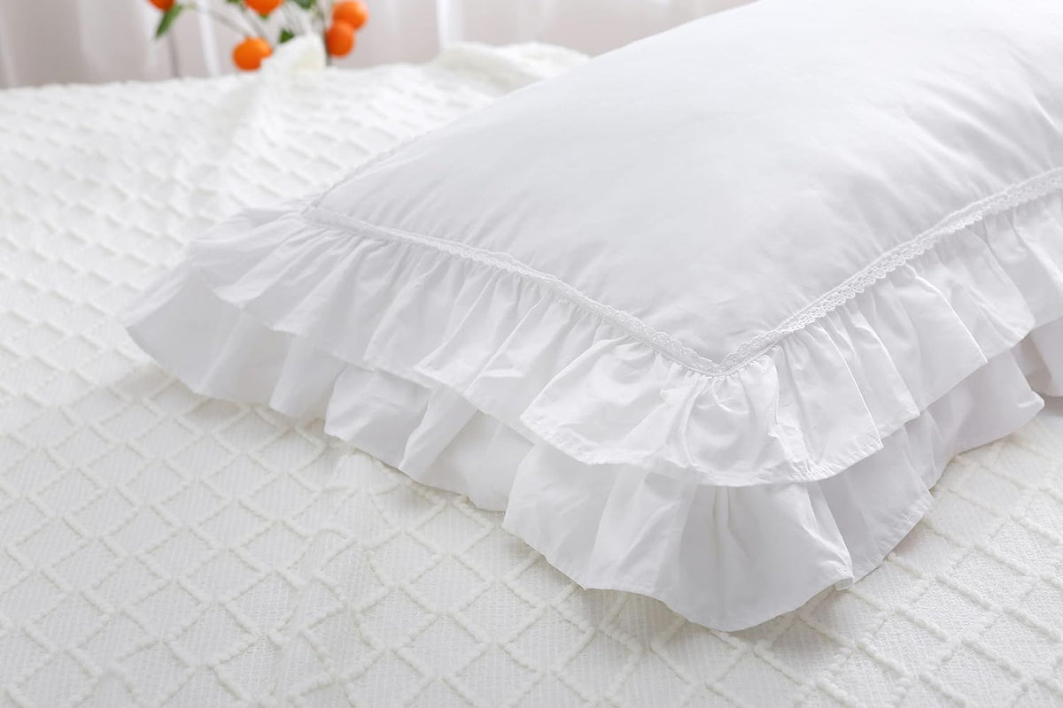 Meaning4 shabby chic throw pillow sham double layer lace border