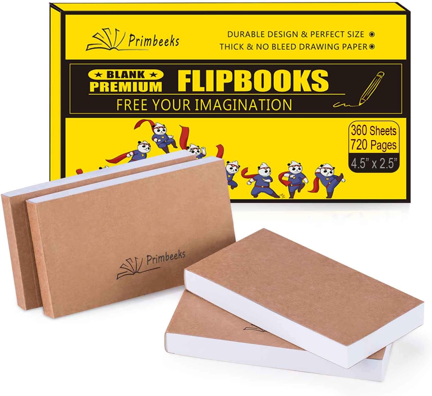 PRIMBEEKS Premium Blank Flip Book Paper, 4 pack(90 sheets, 180 pages per pack) No Bleed Flip Books Kit, 4.5" x 2.5" Animation Paper for Animation, Sketching, Cartoon Creation - Image 1
