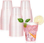 XUWAIDSGN Pink Plastic Ribbed Wine Glasses front view for wedding parties.