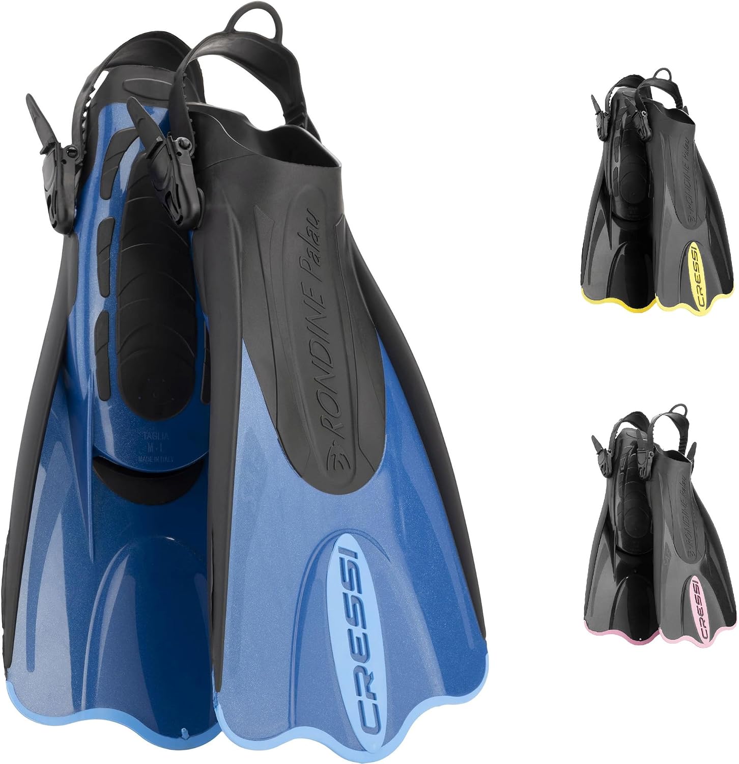 Cressi Palau SAF short open heel snorkel fins front view