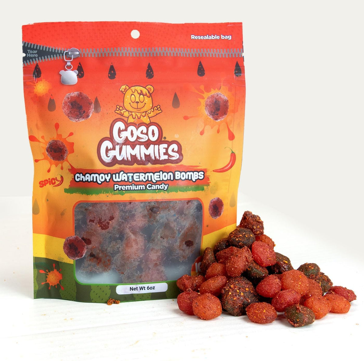 Goso Gummies Sour Blue Razz Gusher Bombs - 6oz Resealable Bag - Sour Blue Raspberry Filled Gusher Candy - Image 15